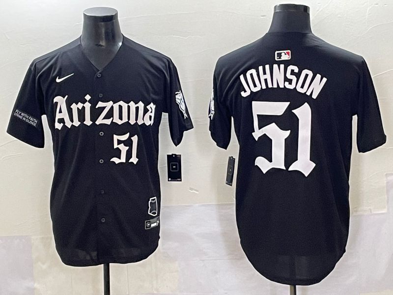Men 2025 Arizona Diamondback #51 Johnson Black Five generations Joint Name Nike MLB Jersey style 14->boston red sox->MLB Jersey
